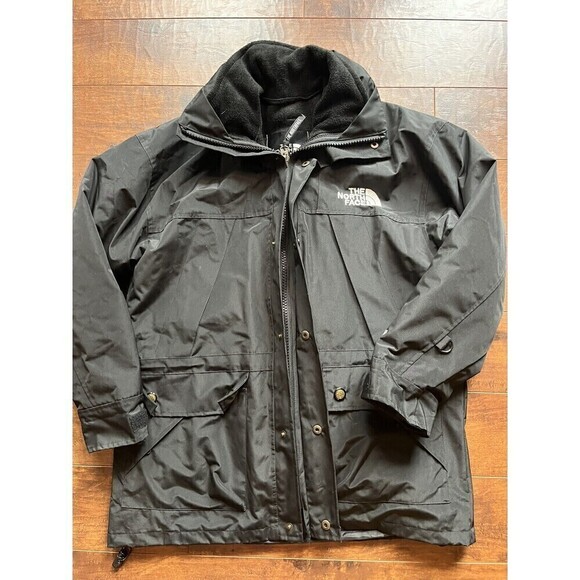 Vintage 90s The North Face Goretex Black Coat Trench Jacket Oversized Small - Picture 1 of 10